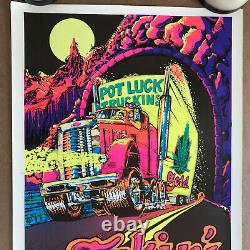 Vintage Original 1970s Pot Luck Truckin Blacklight Poster Drug Smuggler Weed