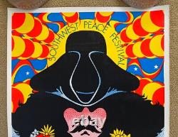 Vintage Original 1970s Southwest Peace Festival Blacklight Poster Flower Music