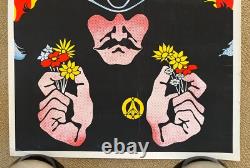 Vintage Original 1970s Southwest Peace Festival Blacklight Poster Flower Music