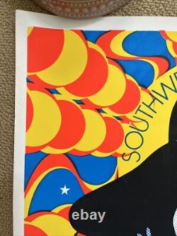 Vintage Original 1970s Southwest Peace Festival Blacklight Poster Flower Music