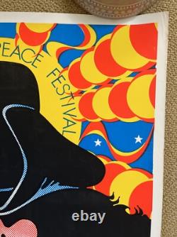 Vintage Original 1970s Southwest Peace Festival Blacklight Poster Flower Music