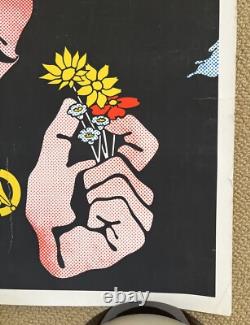 Vintage Original 1970s Southwest Peace Festival Blacklight Poster Flower Music