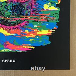 Vintage Original 1970s Speed Blacklight Poster Planet Earth World Psychedelic
