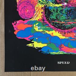 Vintage Original 1970s Speed Blacklight Poster Planet Earth World Psychedelic