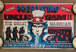 Vintage Original 1970s Uncle Sam The Magician Blacklight Poster Antiwar Peace