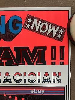 Vintage Original 1970s Uncle Sam The Magician Blacklight Poster Antiwar Peace