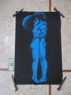Vintage Original 1971 AFRO LOVE Black Power Black Light Art Poster 34 x 21