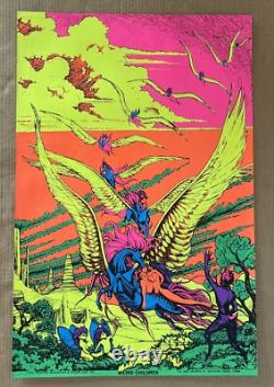 Vintage Original 1971 Houston Blacklight Weird Children Poster 70s Fantasy
