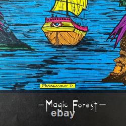 Vintage Original 1971 Magic Forest Blacklight Poster 70s Fantasy Psychedelic Art