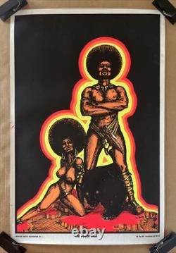 Vintage Original 1971 The Proud Ones Blacklight Poster. Black Panther 70s Afro