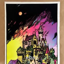 Vintage Original 1974 Blacklight Flocked Avalon Poster Velvet Medieval Castle