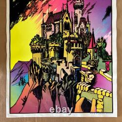Vintage Original 1974 Blacklight Flocked Avalon Poster Velvet Medieval Castle