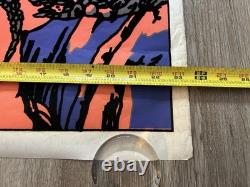 Vintage Original 1974 Gemini Rising Medieval Castle Blacklight Flocked Poster