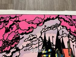 Vintage Original 1974 Gemini Rising Medieval Castle Blacklight Flocked Poster