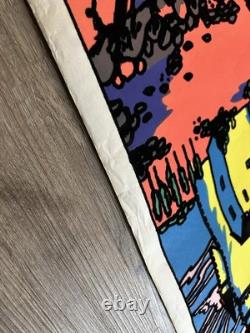 Vintage Original 1974 Gemini Rising Medieval Castle Blacklight Flocked Poster