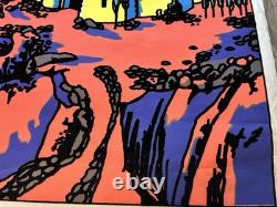 Vintage Original 1974 Gemini Rising Medieval Castle Blacklight Flocked Poster