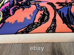Vintage Original 1974 Gemini Rising Medieval Castle Blacklight Flocked Poster