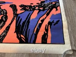 Vintage Original 1974 Gemini Rising Medieval Castle Blacklight Flocked Poster