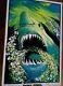 Vintage Original 1975 Velva Print Black Light Poster Super Shark Retro