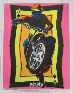 Vintage Original 1976 ACE Motocross / Supercross Blacklight Poster 23x28.75