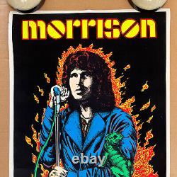 Vintage Original 1980s Psychedelic Velvet Black Light Poster Jim Morrison Music