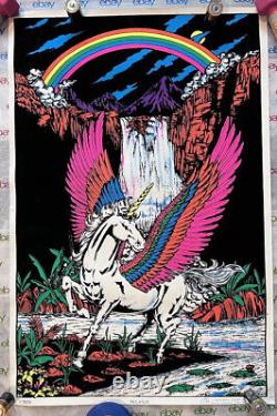 Vintage Original 1983 Pegasus Blacklight Poster Velvet Flocked Scorpio NY #1606