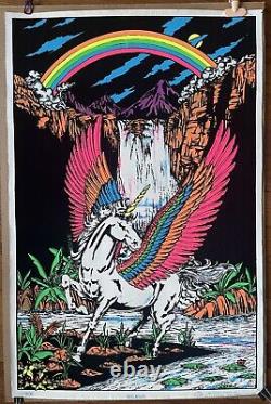 Vintage Original 1983 Pegasus Blacklight Poster Velvet Flocked Scorpio NY #1606