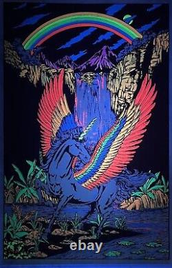Vintage Original 1983 Pegasus Blacklight Poster Velvet Flocked Scorpio NY #1606