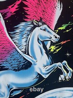 Vintage Original 1985 Pegasus Blacklight Poster Velvet Flocked H. G. G. Chicago