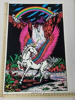 Vintage Original 1986 Pegasus Blacklight Felt Poster Scorpio #1606 Unicorn
