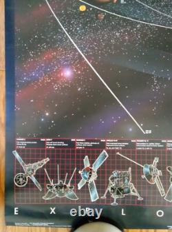 Vintage Original 1986 Solar System Blacklight Poster Sattelittes And Orbiters