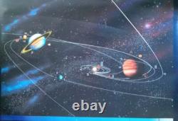 Vintage Original 1986 Solar System Blacklight Poster Sattelittes And Orbiters