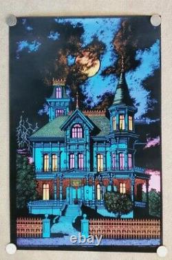 Vintage Original Addams Family Ominous Mansion Black Light Poster Very Clean