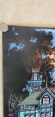 Vintage Original Addams Family Ominous Mansion Black Light Poster Very Clean