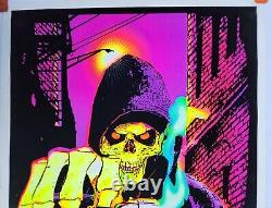 Vintage Original Black Light Poster Rest In Piece RIP Grim Reaper Skeleton 35