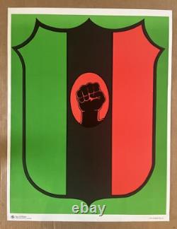 Vintage Original Black Power Fist Panthers Political blacklight Poster Flag 1974