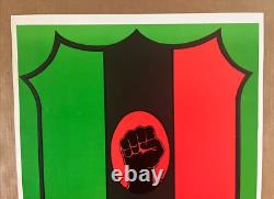 Vintage Original Black Power Fist Panthers Political blacklight Poster Flag 1974