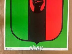 Vintage Original Black Power Fist Panthers Political blacklight Poster Flag 1974
