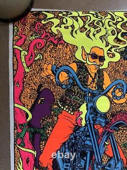 Vintage Original Blacklight Poster Captain America psychedelic 1960s Motorcycle
