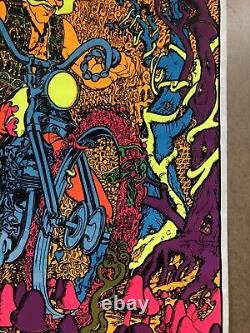 Vintage Original Blacklight Poster Captain America psychedelic 1960s Motorcycle