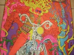 Vintage Original Blacklight Poster Captain America psychedelic 1970 Motorcycle