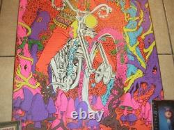 Vintage Original Blacklight Poster Captain America psychedelic 1970 Motorcycle