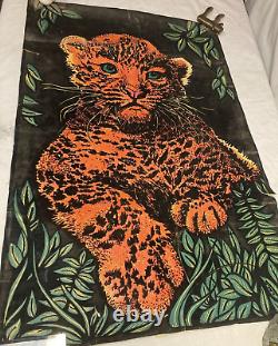 Vintage Original Blacklight Poster Cub Cheetah/Cougar/Cat