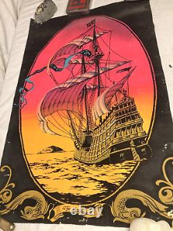 Vintage Original Blacklight Poster The Voyager Boat/Ship