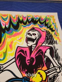 Vintage Original CHOPPER Blacklight Poster 1975 Biker Demon Gnarly Skull