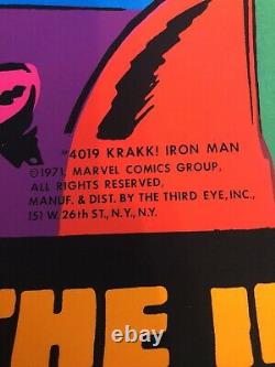 Vintage Original Iron Man 1971 Marvel Third Eye Black Light Poster NM