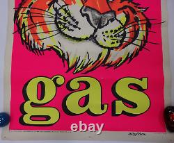 Vintage Original LOVE IS A GAS Esso Tiger in Your Tank Black Light Poster 1969