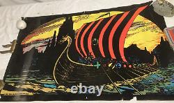Vintage Original Pro Arts Blacklight Poster Vikings Ship Boat