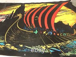 Vintage Original Pro Arts Blacklight Poster Vikings Ship Boat