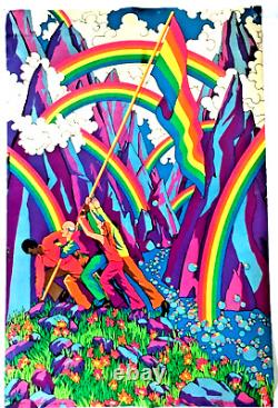 Vintage Original Rainbow Country'70 Black Light Poster Linda Brewer Very Rare